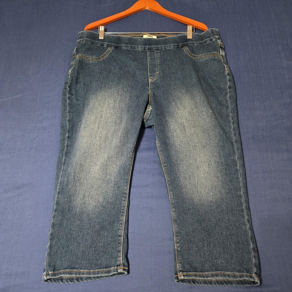 L.e.i.‎ Capri Jeans Womens 1X Blue Medium Wash High Rise Stretch Denim Plus